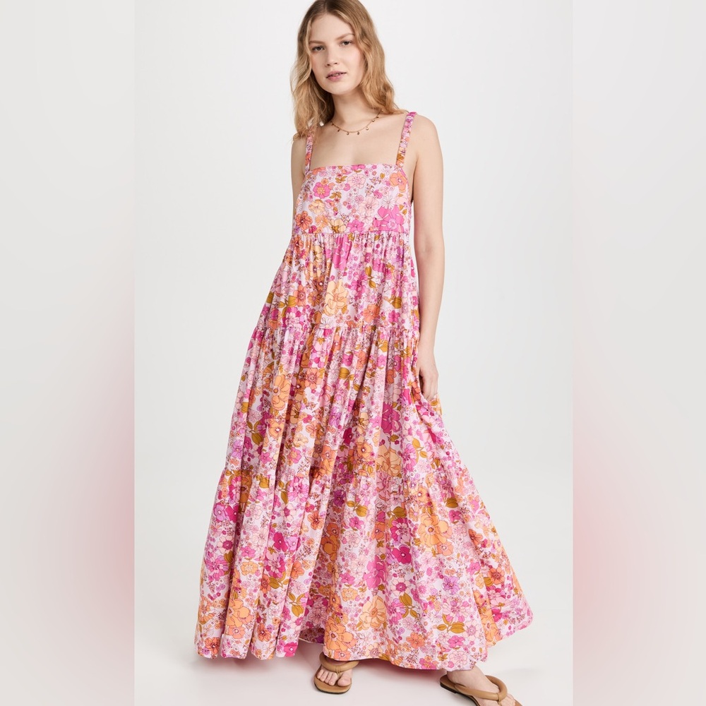 Floral Pink and Orange Maxi Dress
